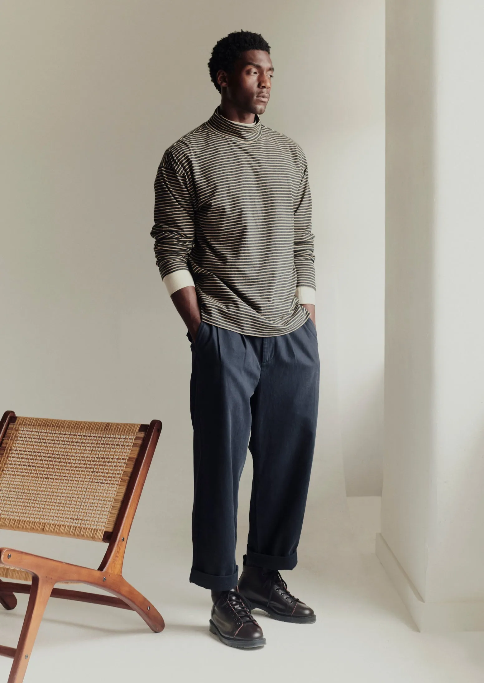 Garment Dyed Cotton Pleat Trousers | Charcoal sold by TOAST product image thumbnail 2