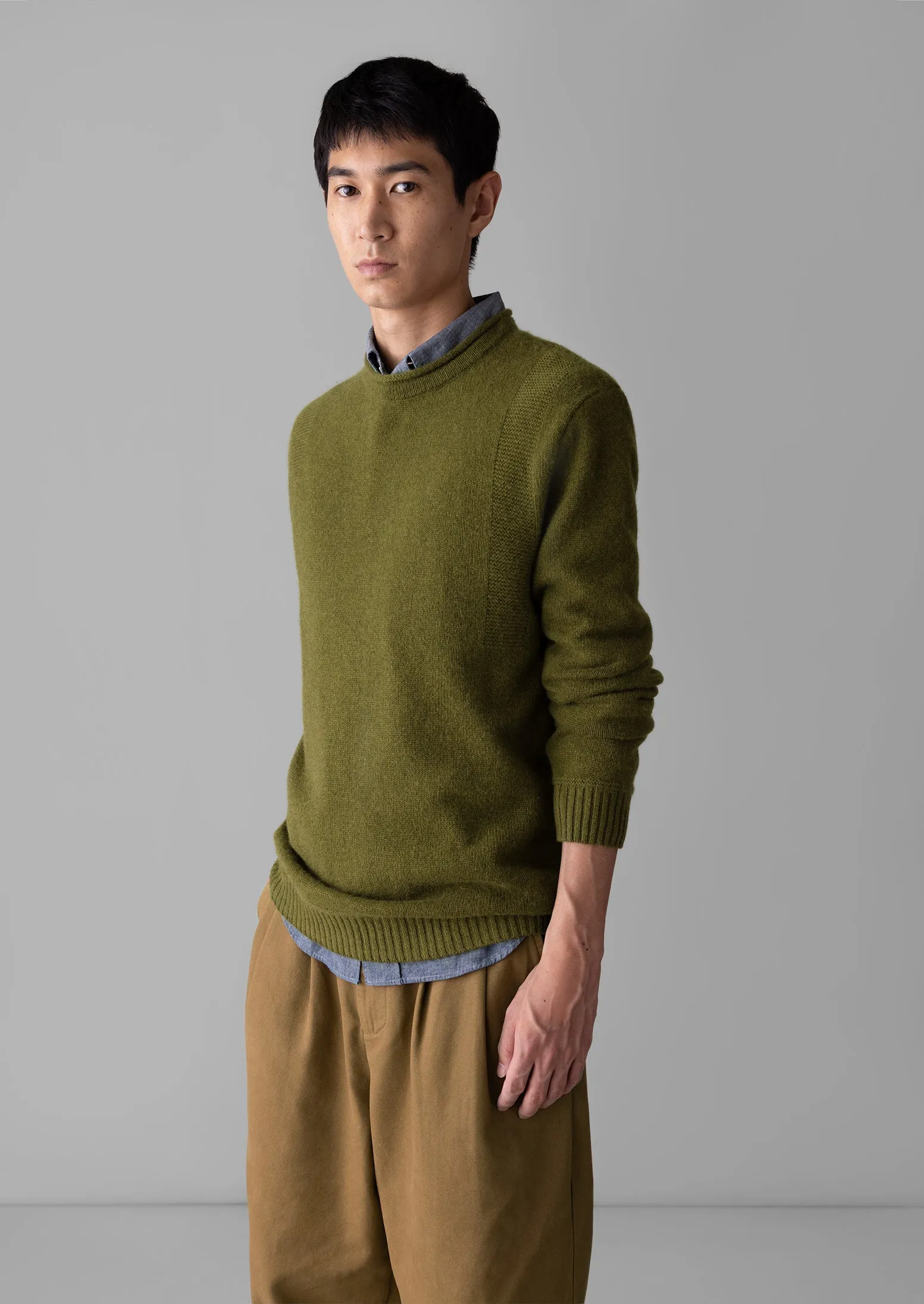 Crew Neck Wool Cashmere Sweater | Woodland Green sold by TOAST product image thumbnail 2