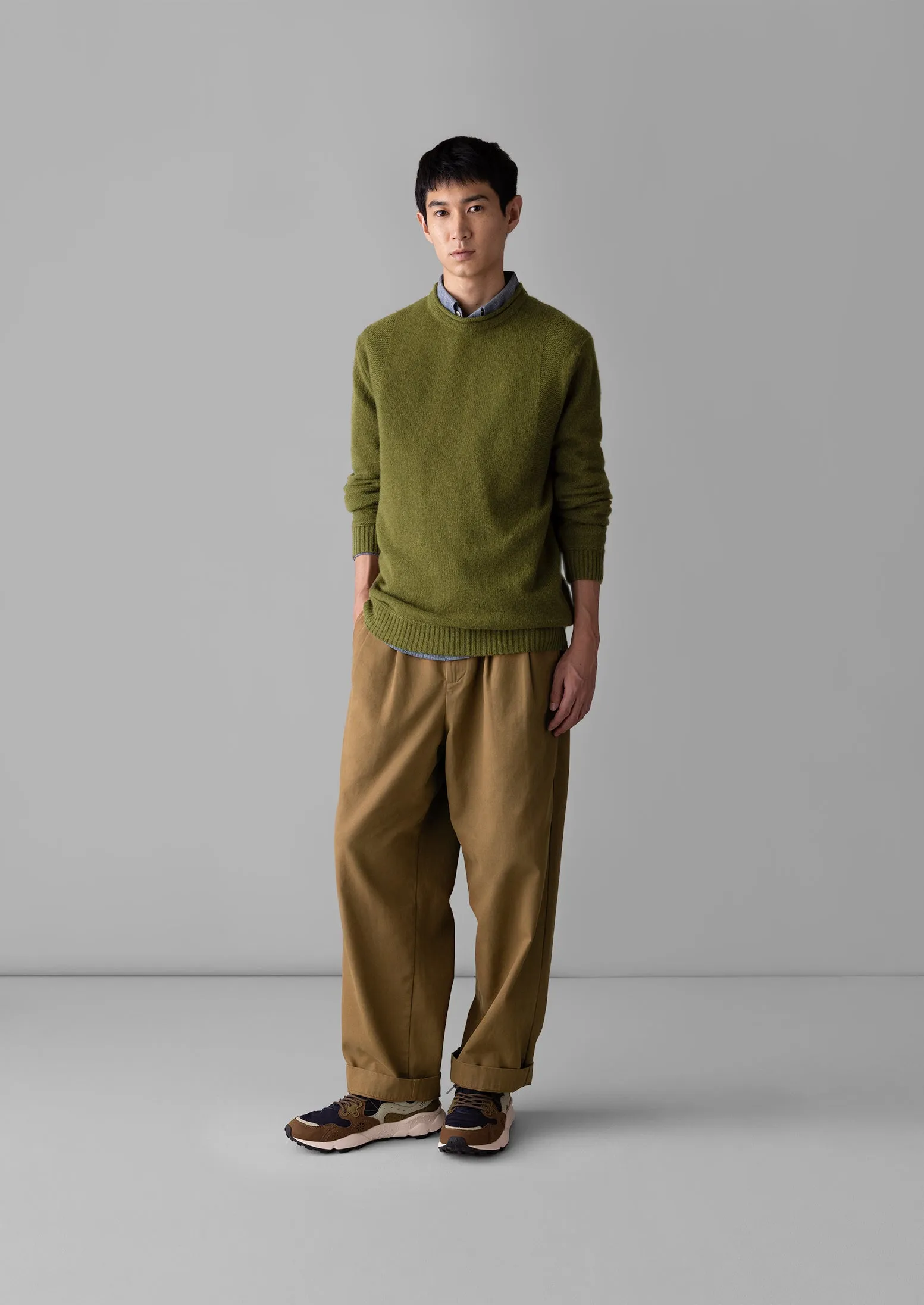 Crew Neck Wool Cashmere Sweater | Woodland Green sold by TOAST product image thumbnail 3