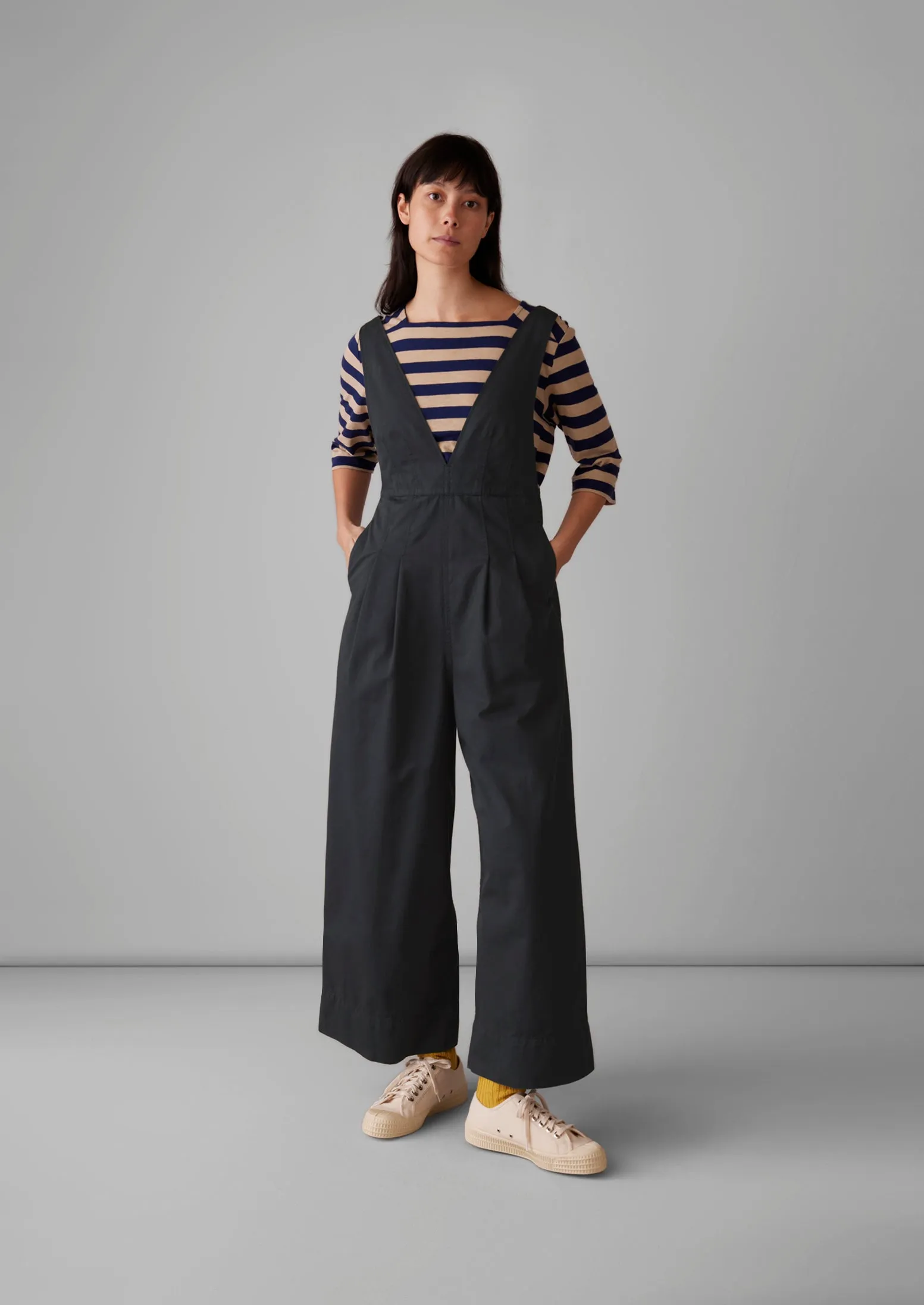 V-Neck Cotton Linen Twill Jumpsuit | Slate Navy sold by TOAST product image thumbnail 2