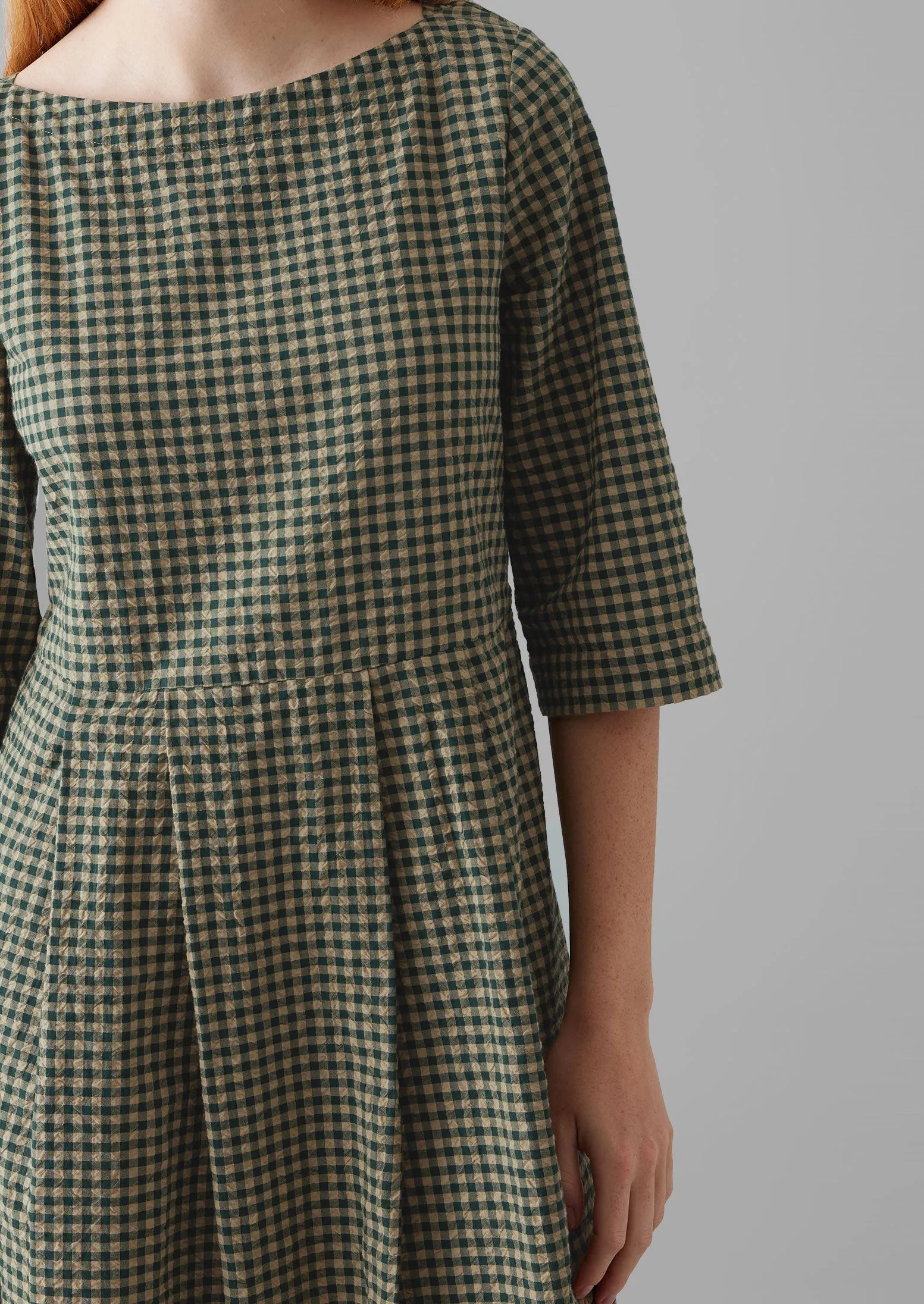 Franca Cotton Gingham Seersucker Dress | Olive Green sold by TOAST product image thumbnail 3