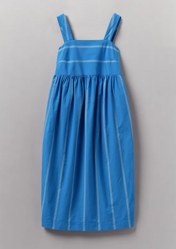 Summer Camp Stripe Poplin Dress | Enamel Blue sold by TOAST
