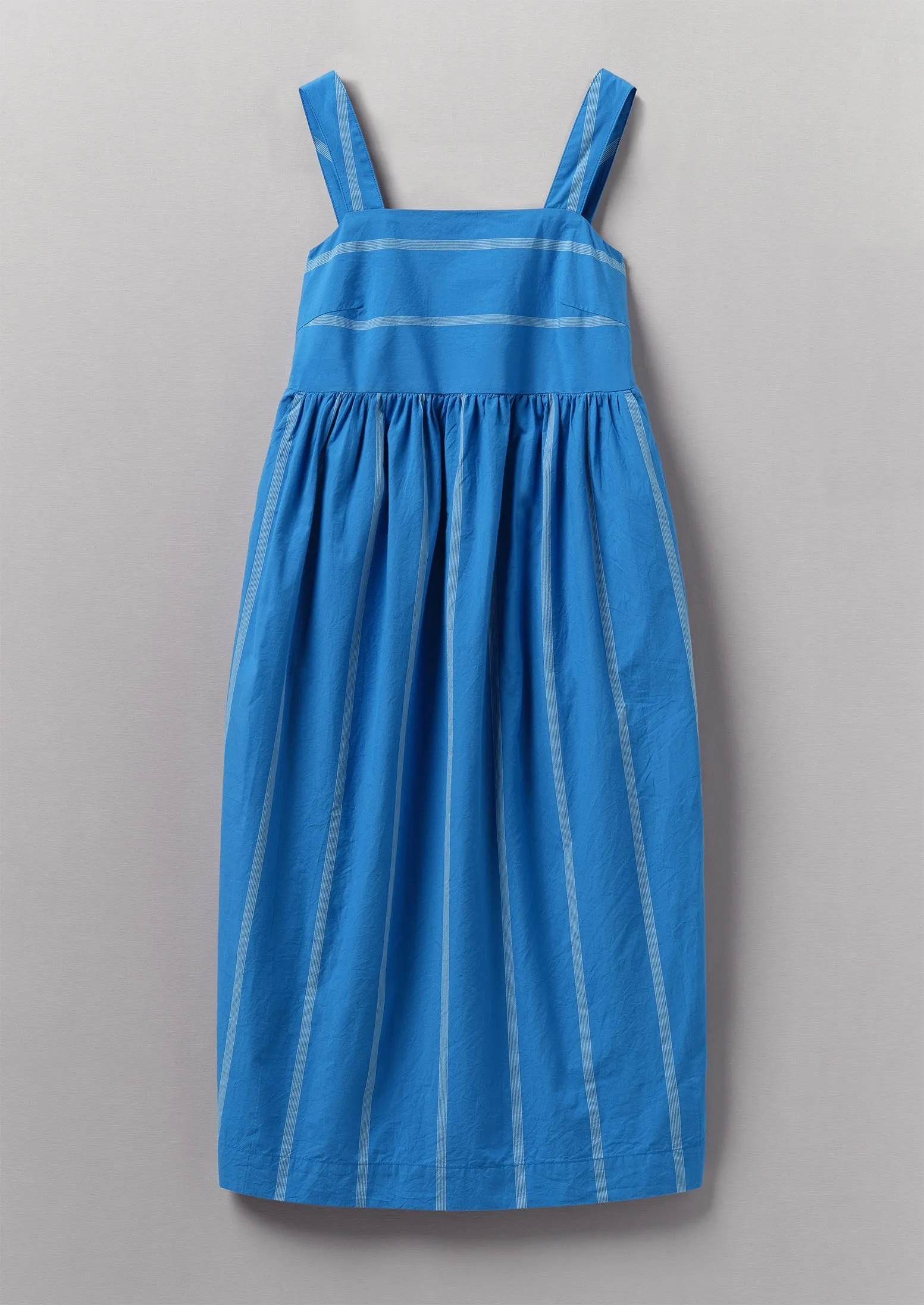 Summer Camp Stripe Poplin Dress | Enamel Blue sold by TOAST