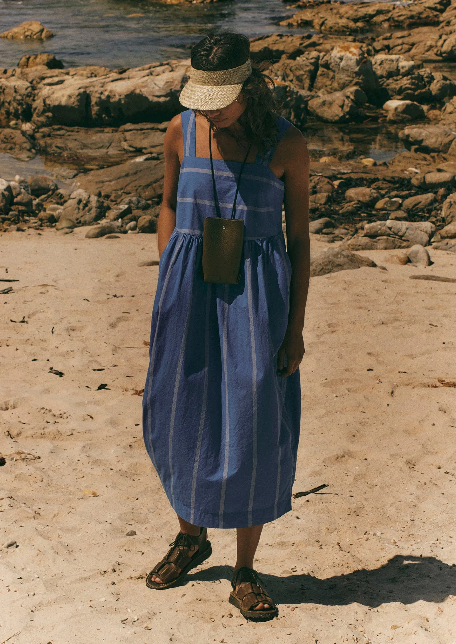 Summer Camp Stripe Poplin Dress | Enamel Blue sold by TOAST product image thumbnail 2