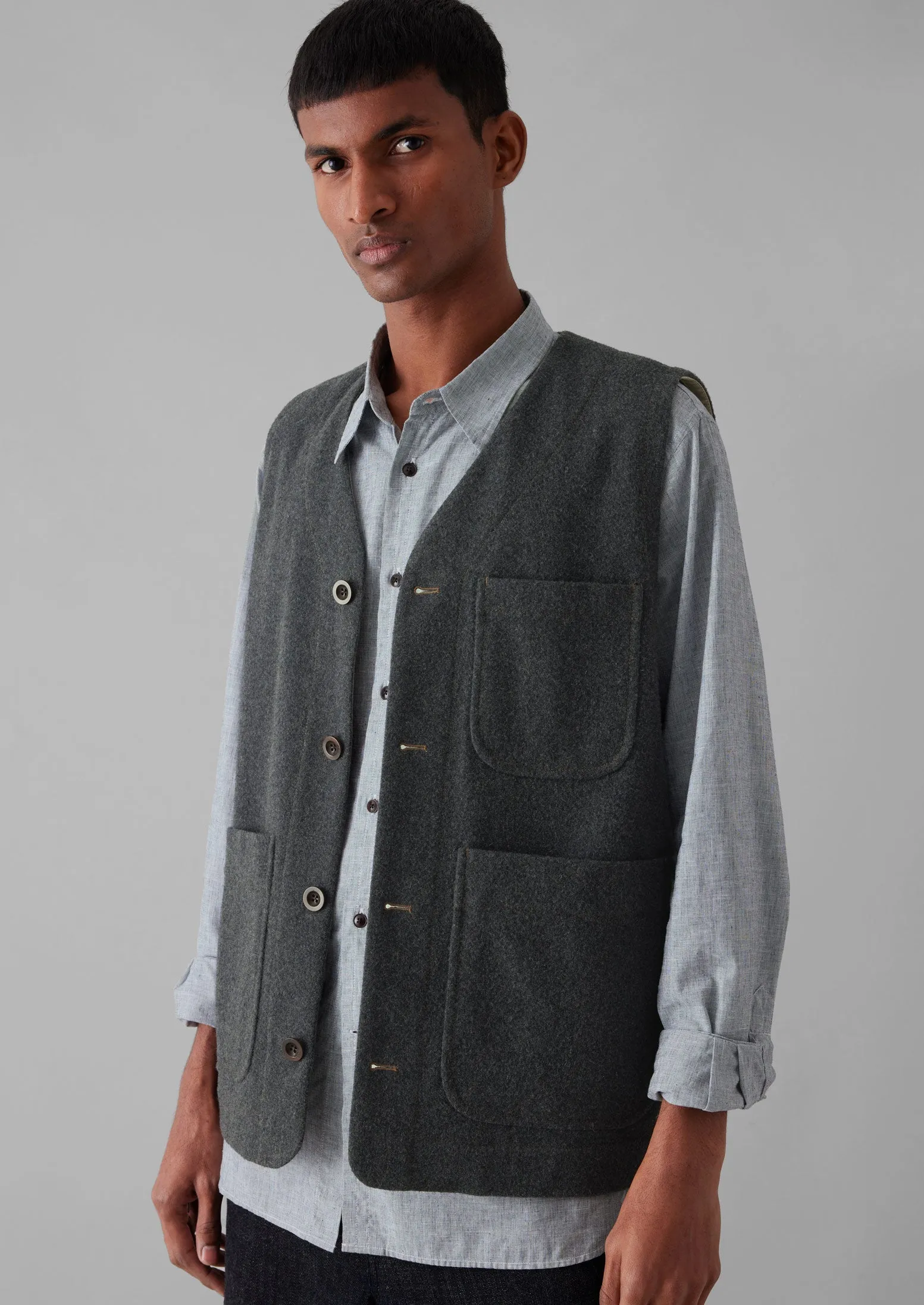 Melton Wool Blend Gilet | Charcoal sold by TOAST product image thumbnail 4