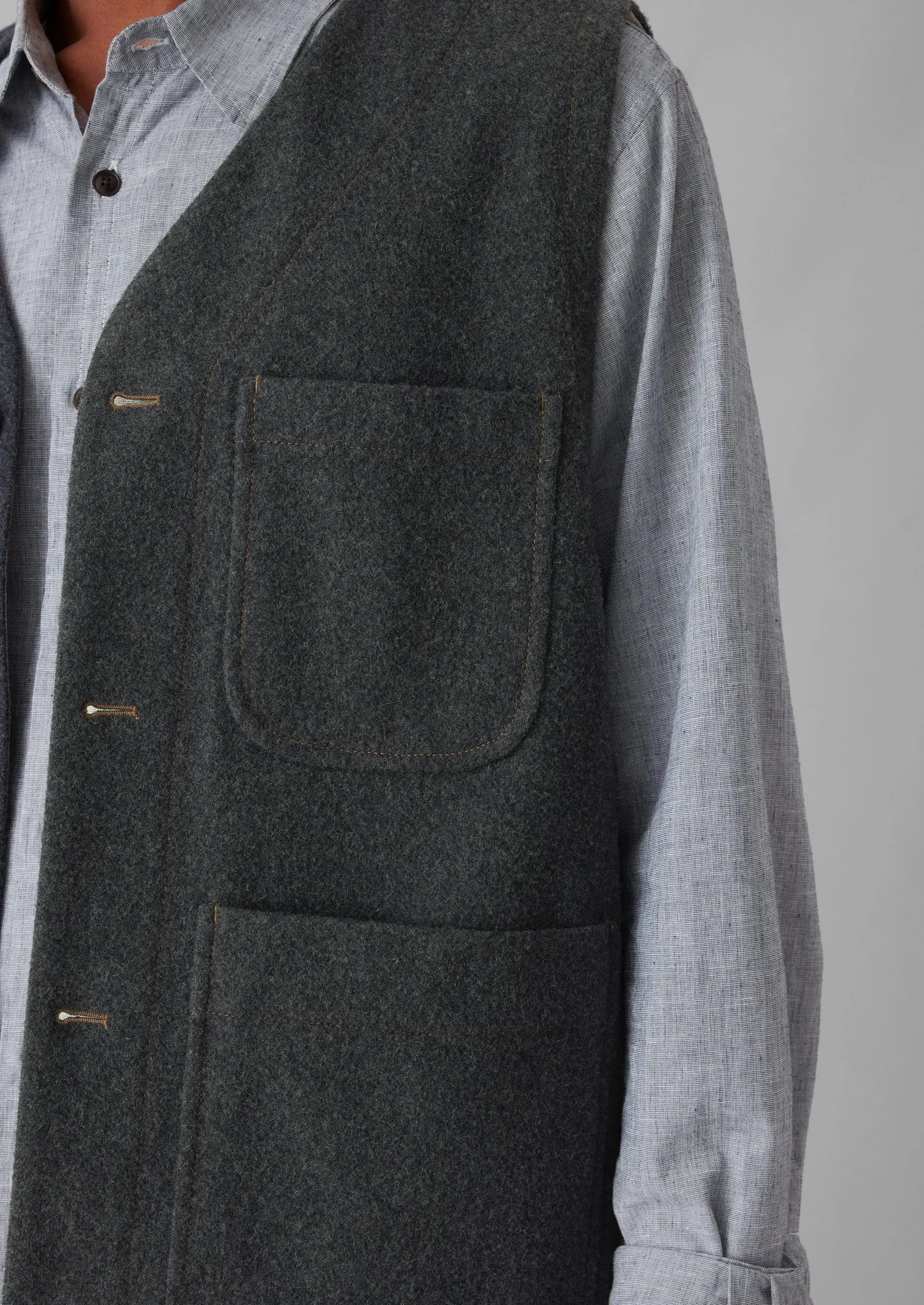 Melton Wool Blend Gilet | Charcoal sold by TOAST product image thumbnail 5