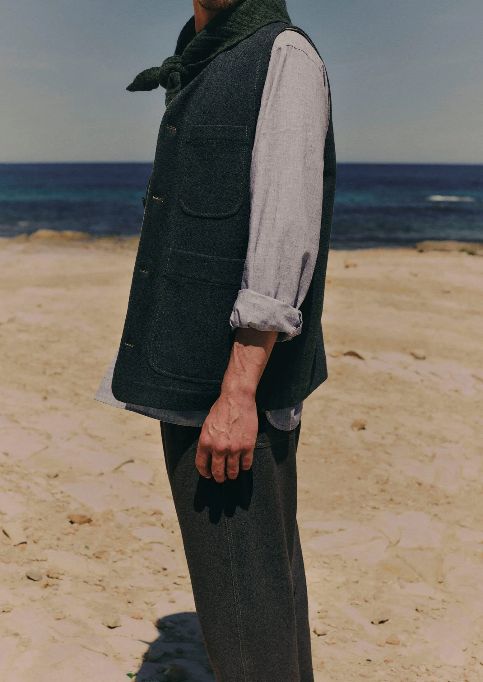 Melton Wool Blend Gilet | Charcoal sold by TOAST product image thumbnail 2