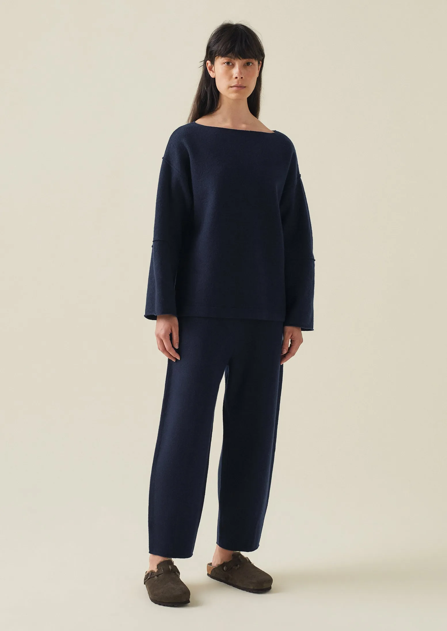 Boiled Wool Pull On Trousers | Navy sold by TOAST product image thumbnail 3
