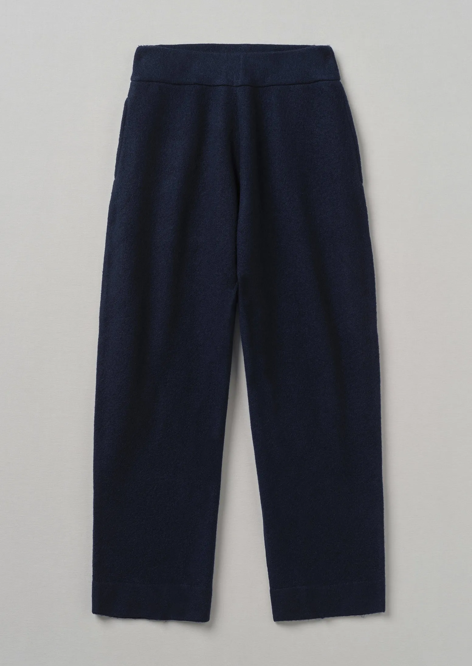 Boiled Wool Pull On Trousers | Navy sold by TOAST