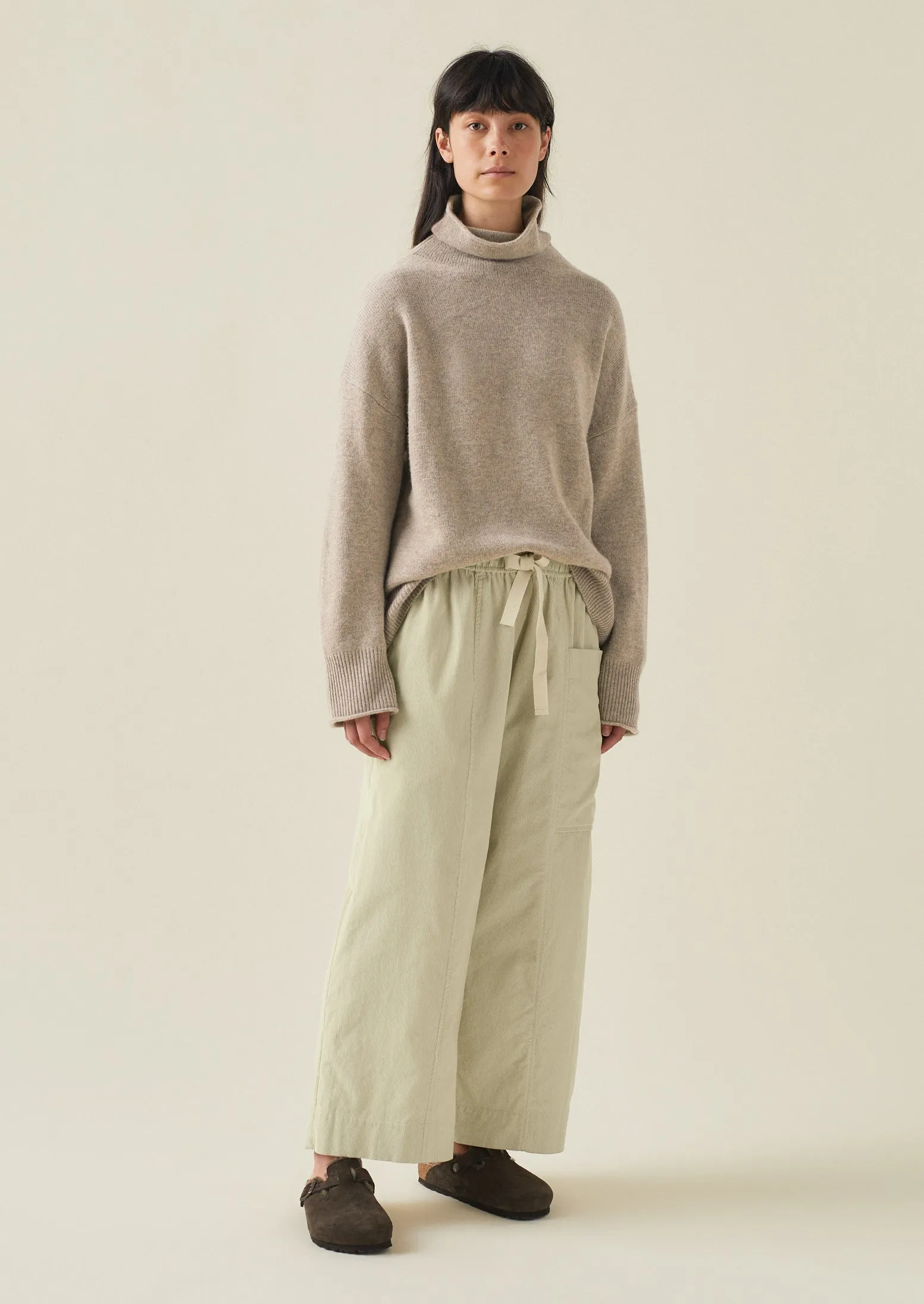 Organic Cord Pull On Trousers | Limestone sold by TOAST product image thumbnail 3