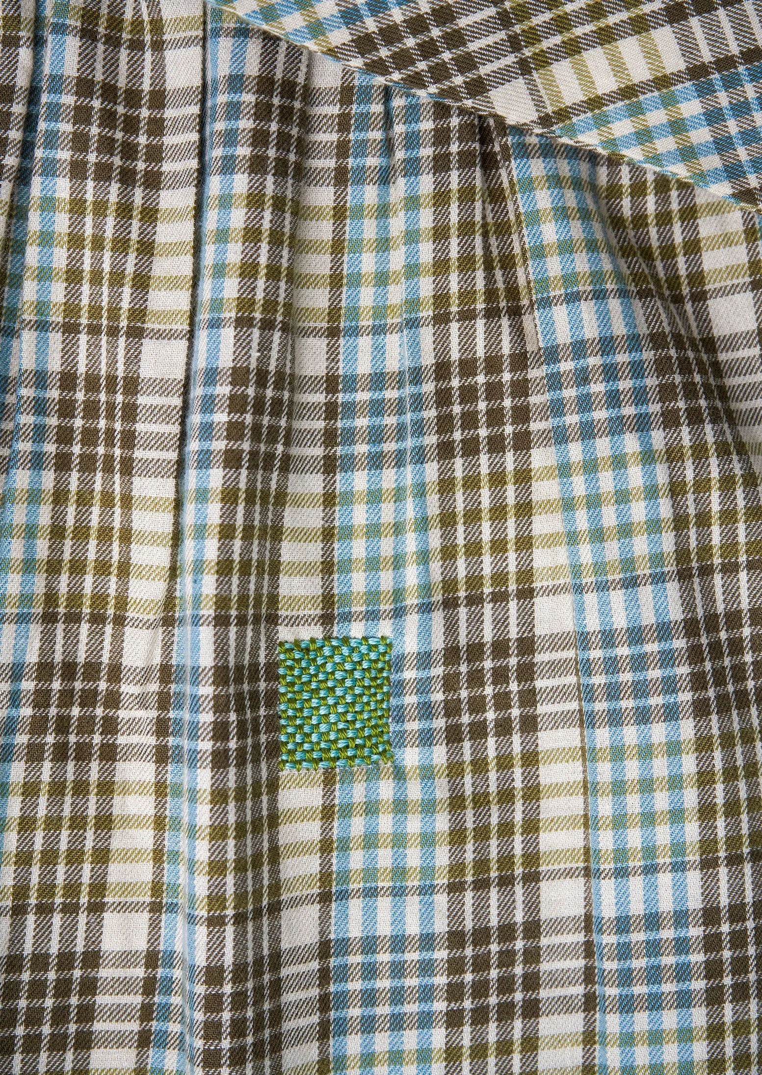 Renewed Tie Neck Check Cotton Shirt Size 8 (53) | Rich Olive sold by TOAST product image thumbnail 3