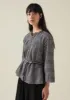 Pintuck Cotton Gingham Top | Charcoal/Natural sold by TOAST