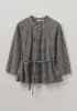 Pintuck Cotton Gingham Top | Charcoal/Natural sold by TOAST