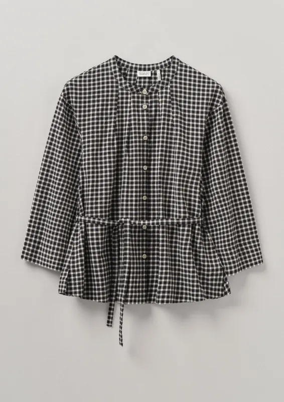 Pintuck Cotton Gingham Top | Charcoal/Natural sold by TOAST