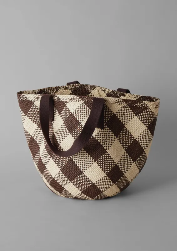 Guanabana Gingham Basket Bag | Brown/Ecru sold by TOAST