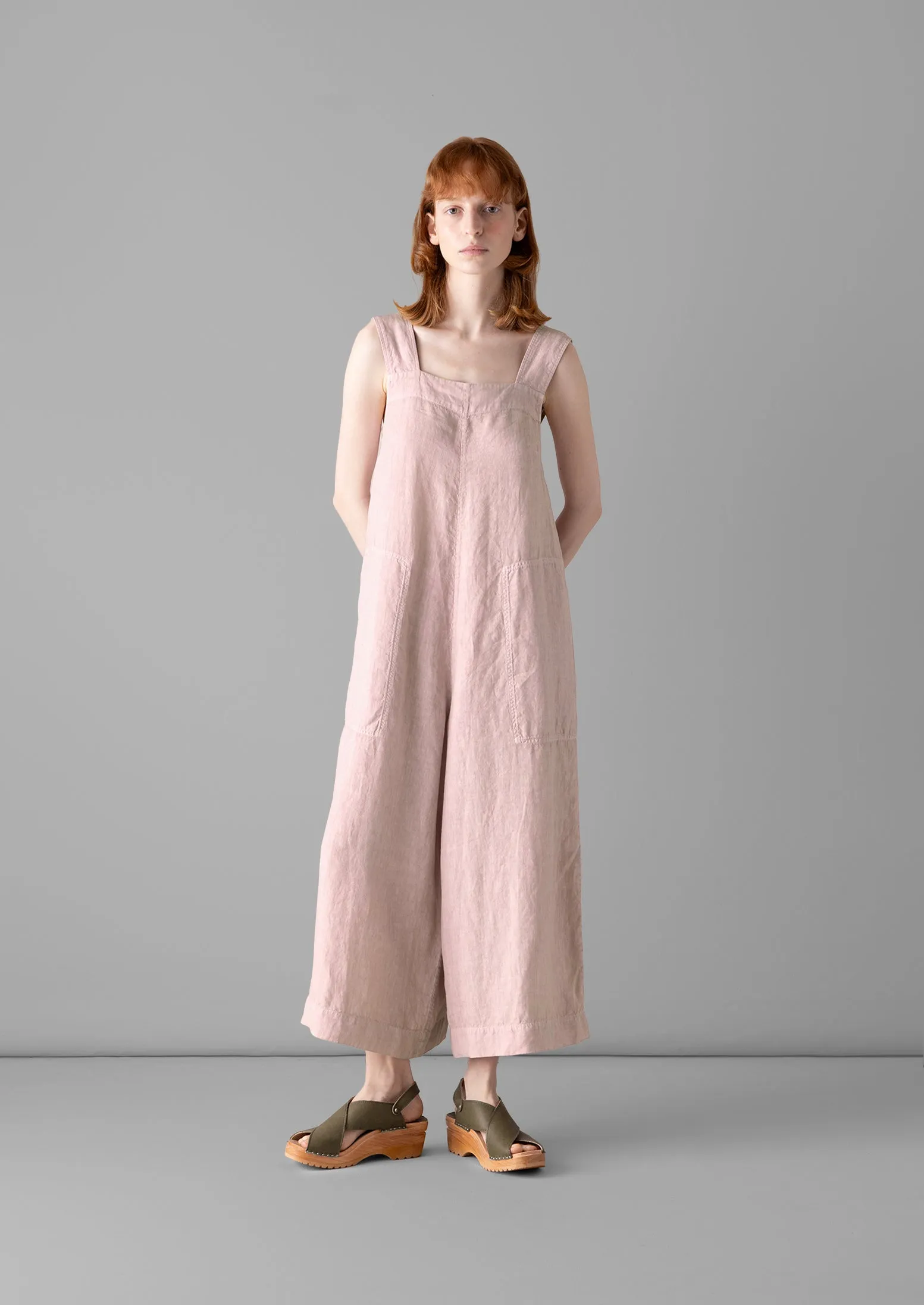 Garment Dyed Linen Pinafore Jumpsuit | Wood Lilac sold by TOAST product image thumbnail 2