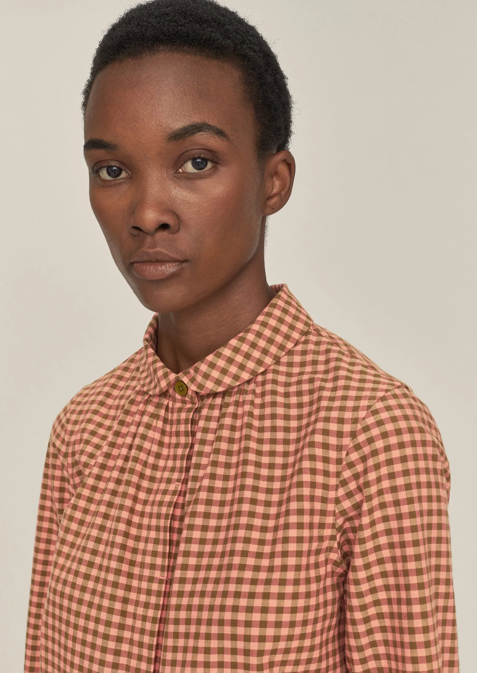 Anja Gingham Cotton Shirt | Bubblegum Pink | Parallel