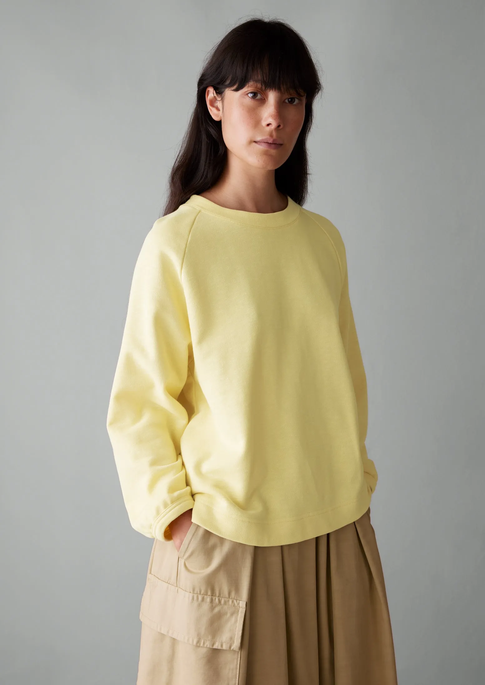 Cotton Jersey Raglan Sweatshirt | Yellow sold by TOAST product image thumbnail 3