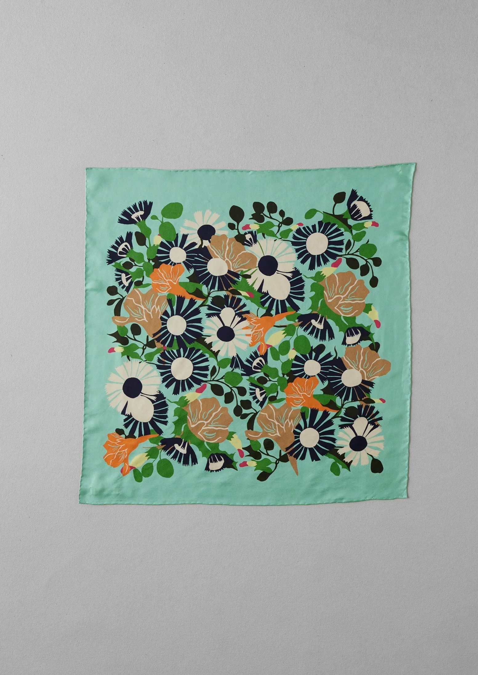 Trailing Nasturtium Print Silk Bandana | Garden Green sold by TOAST