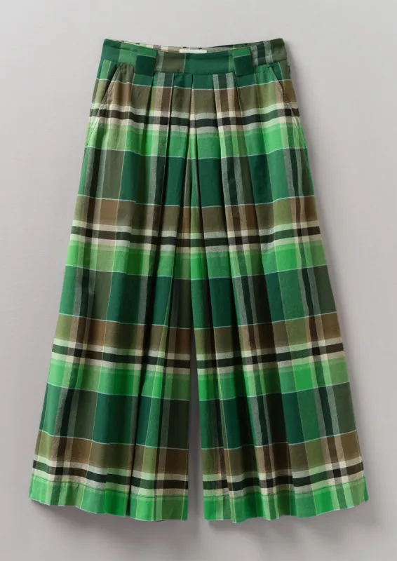Windbreaker Check Cotton Culottes | Wax Green sold by TOAST
