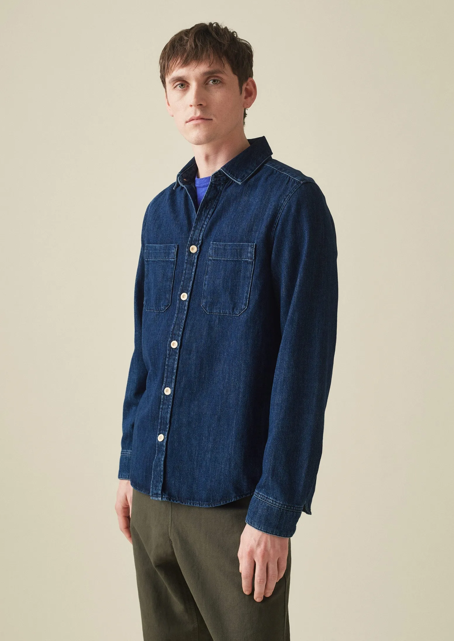 Patch Pocket Denim Shirt | Indigo sold by TOAST product image thumbnail 3