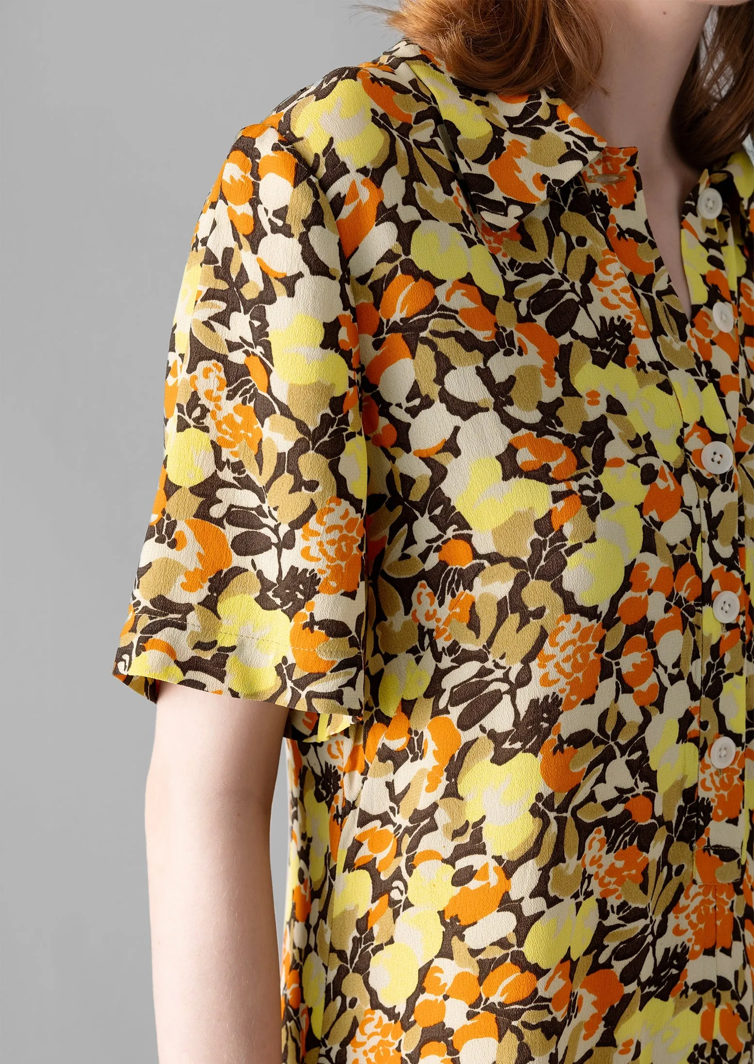 Hedgerow Print Crepe Shirt Dress | Burnt Orange sold by TOAST product image thumbnail 4