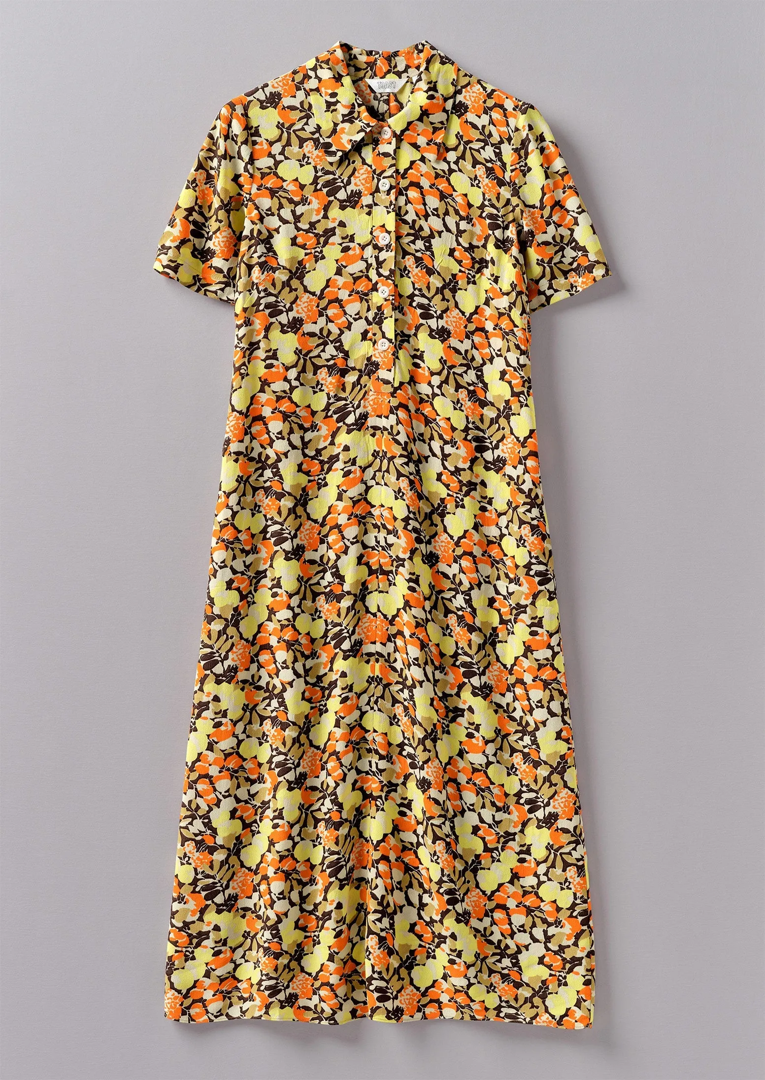 Hedgerow Print Crepe Shirt Dress | Burnt Orange sold by TOAST