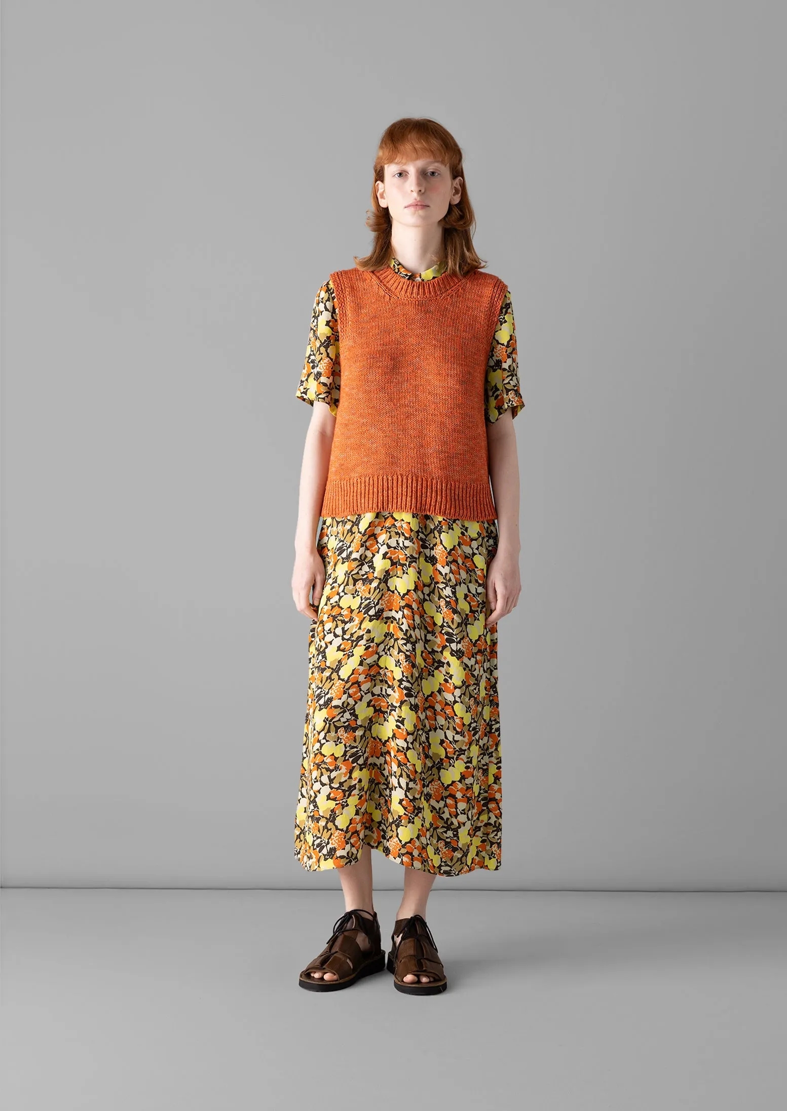 Hedgerow Print Crepe Shirt Dress | Burnt Orange sold by TOAST product image thumbnail 2