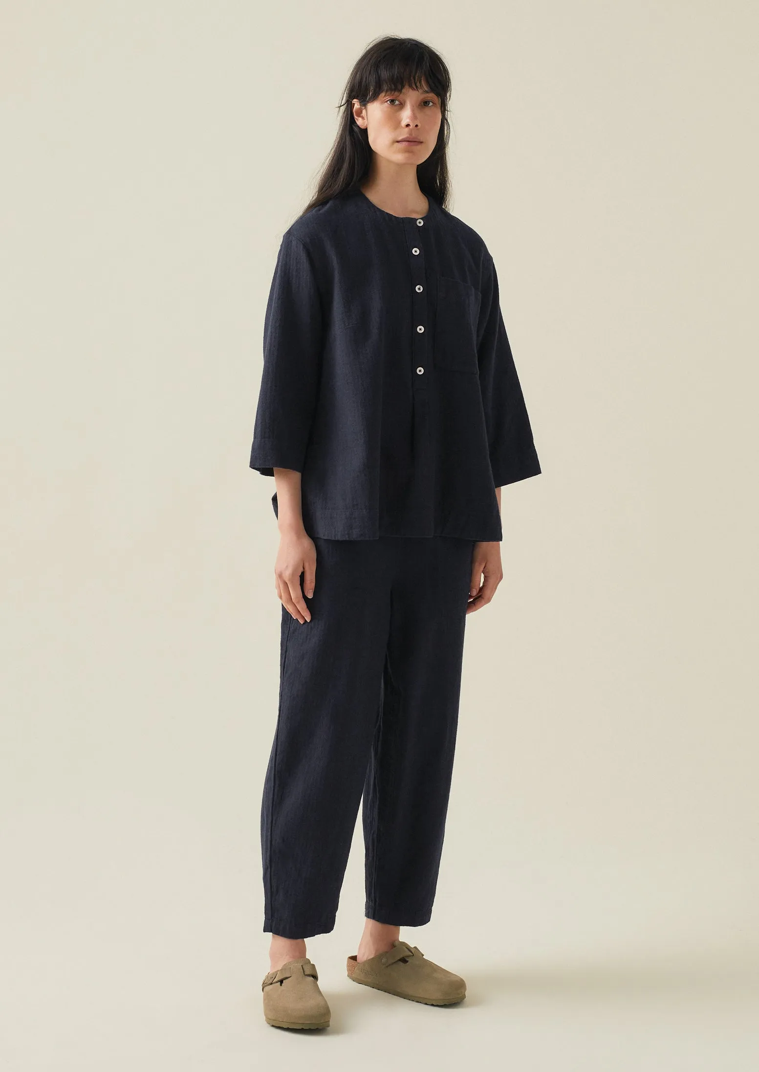 Brushed Cotton Linen Herringbone Trousers | Midnight sold by TOAST product image thumbnail 2