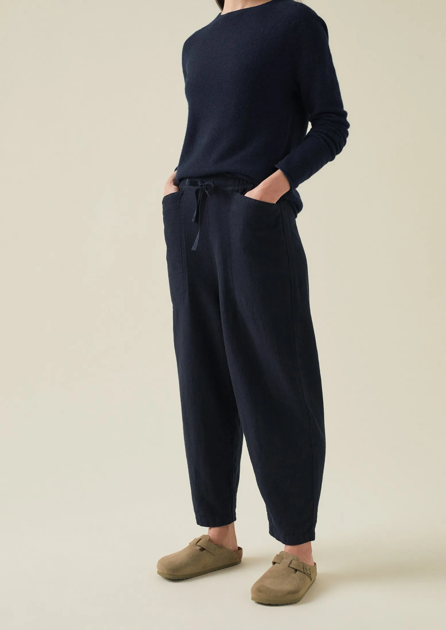 Brushed Cotton Linen Herringbone Trousers | Midnight sold by TOAST product image thumbnail 3