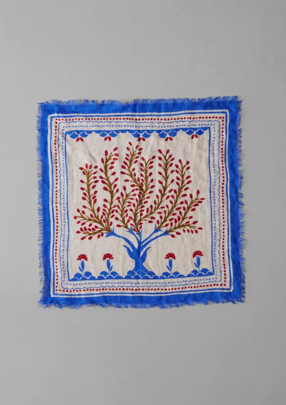Berry Tree Linen Bandana | Vivid Red/Marine Blue sold by TOAST