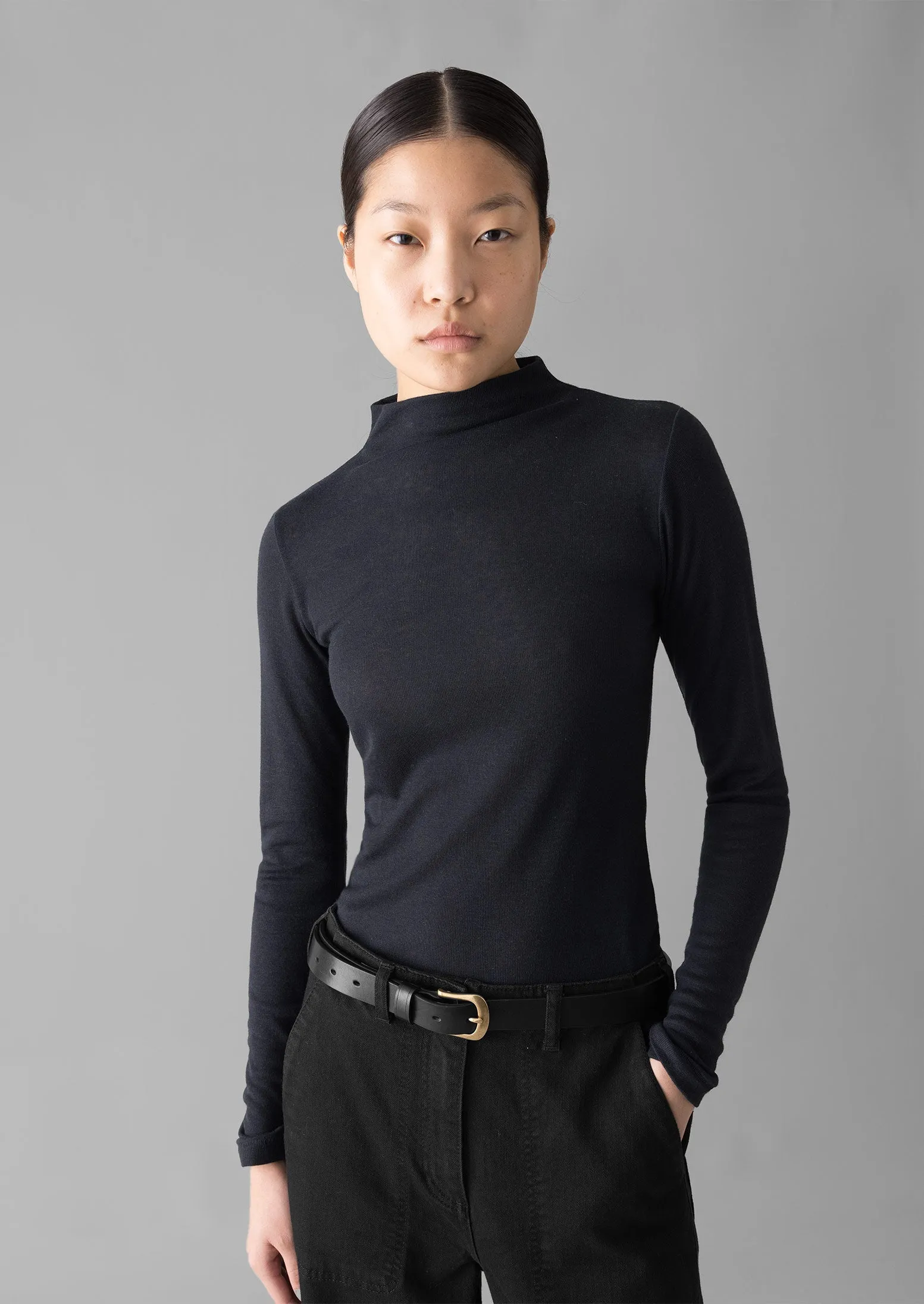 Aster Wool Lyocell High Neck Tee | Ink sold by TOAST product image thumbnail 2