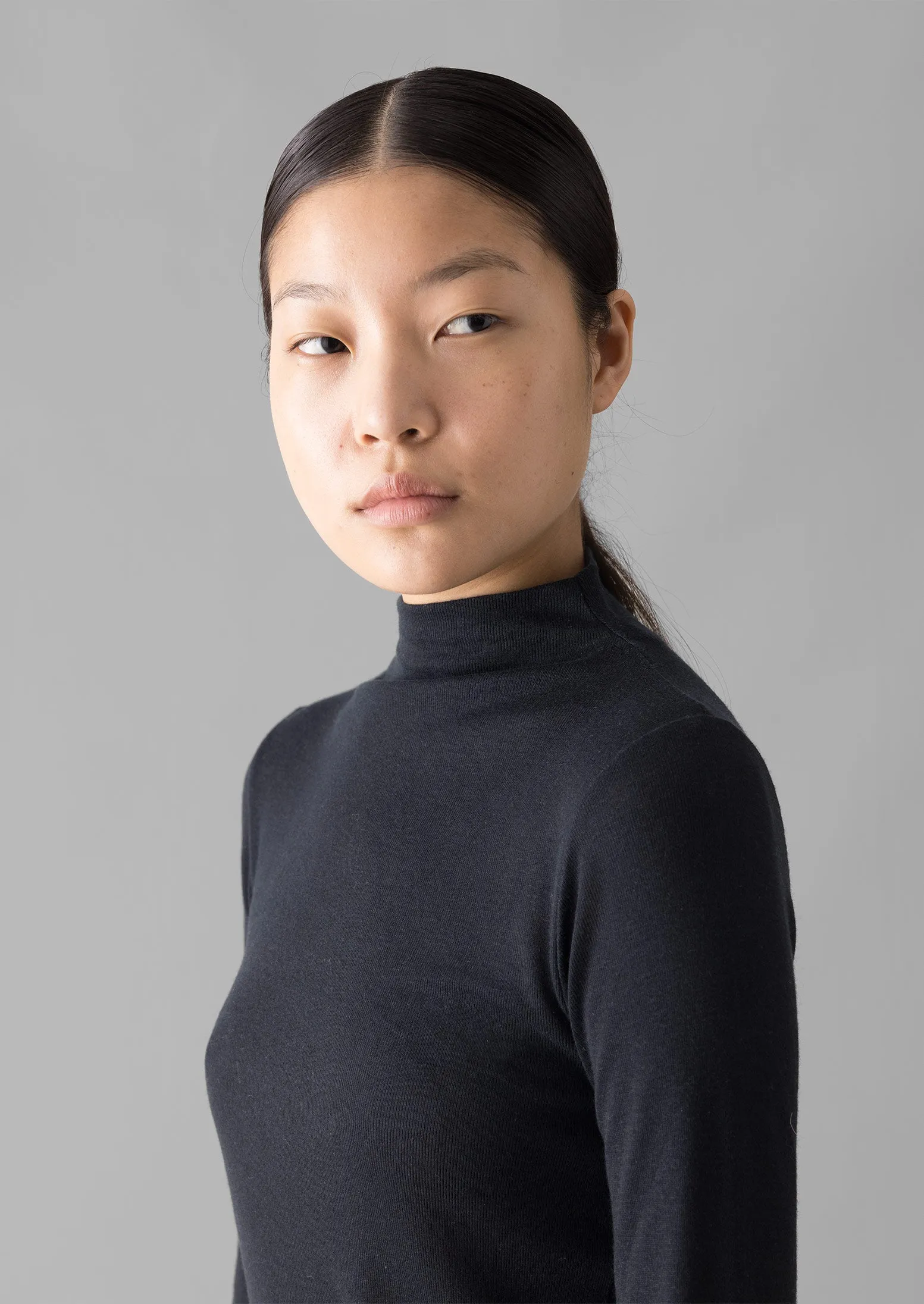 Aster Wool Lyocell High Neck Tee | Ink sold by TOAST product image thumbnail 3