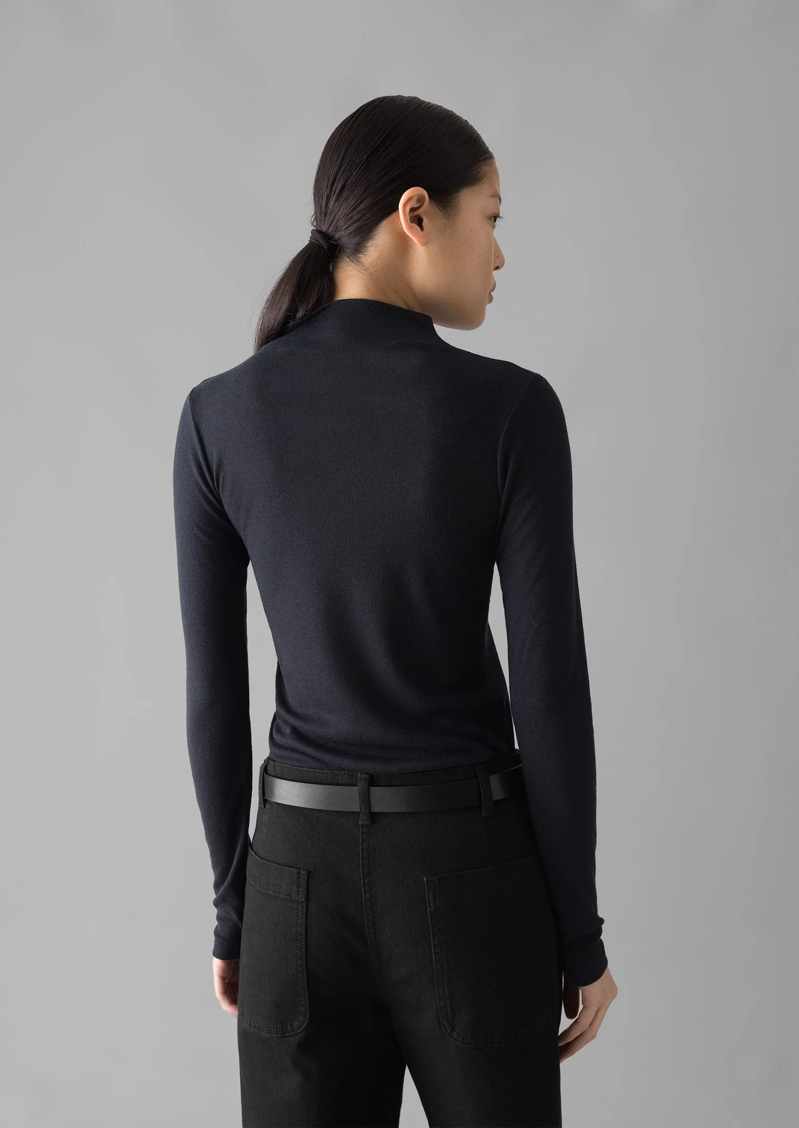 Aster Wool Lyocell High Neck Tee | Ink sold by TOAST product image thumbnail 4