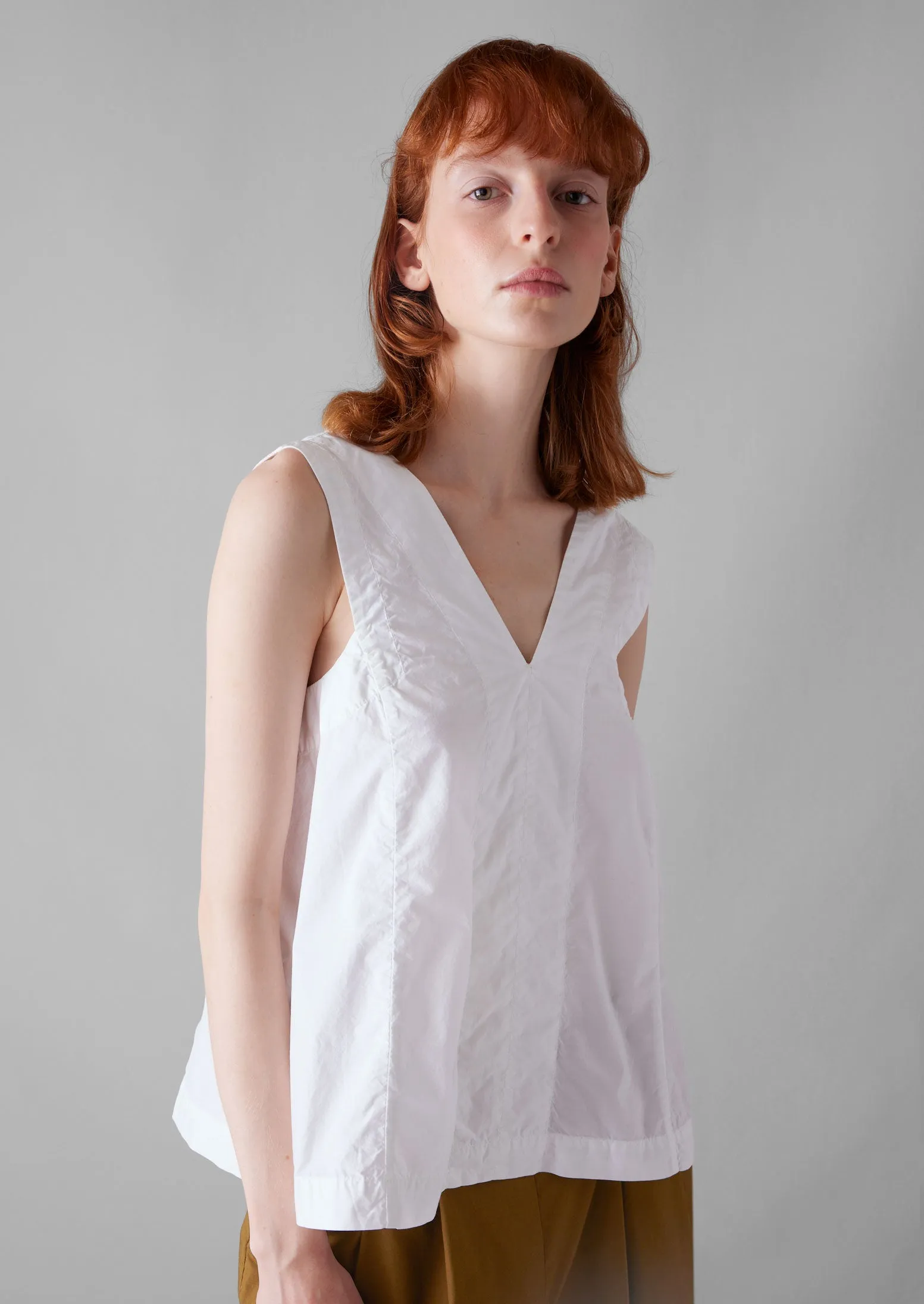 V-Neck Cotton Poplin Top | Paper White sold by TOAST product image thumbnail 2
