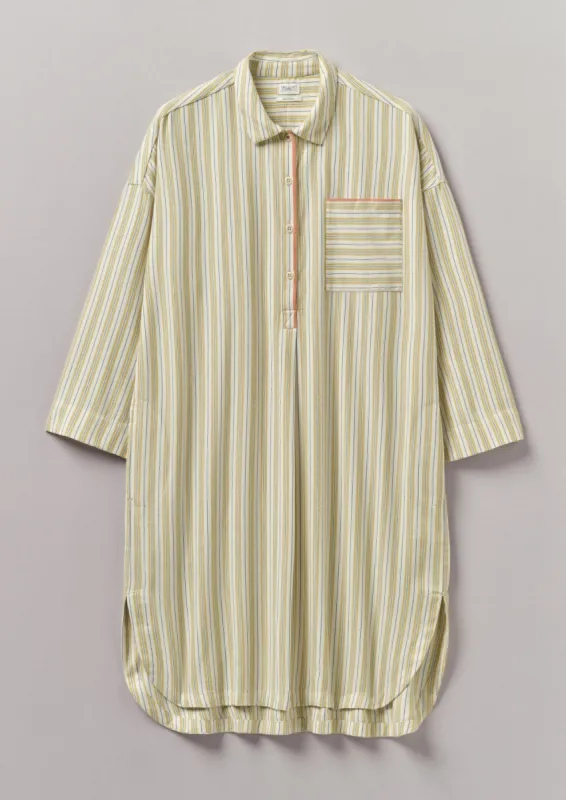 Nova Stripe Flannel Nightshirt | Ecru/Celery sold by TOAST