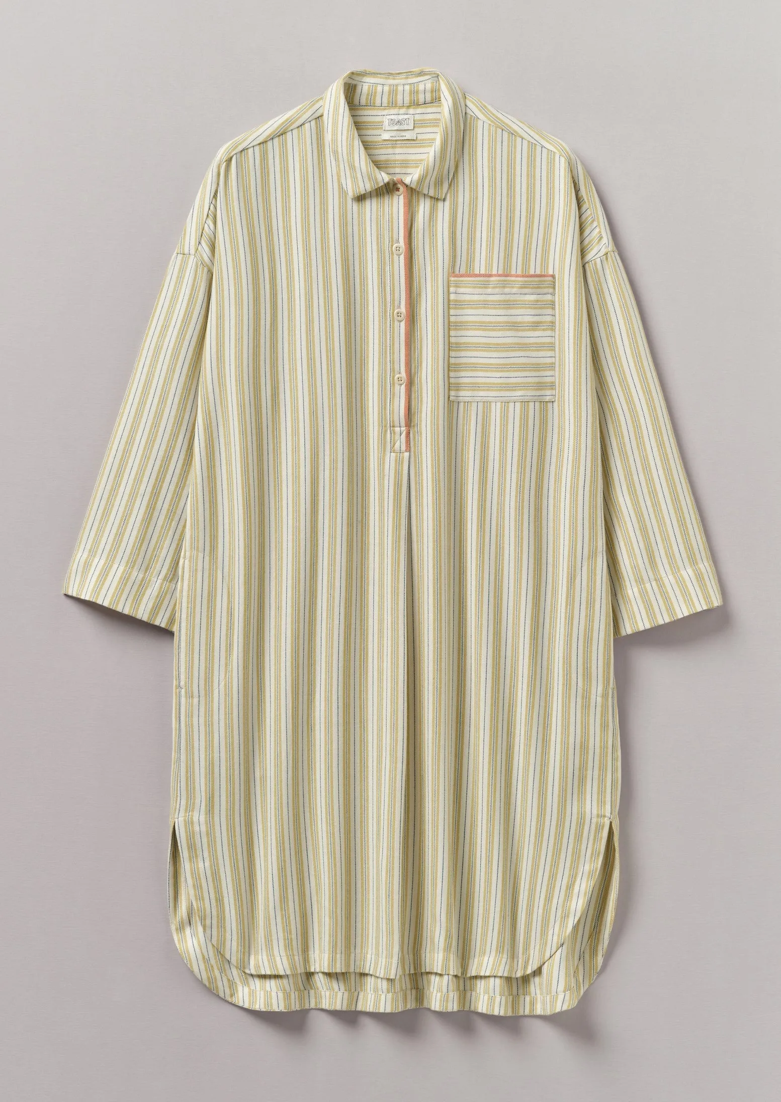 Nova Stripe Flannel Nightshirt | Ecru/Celery sold by TOAST