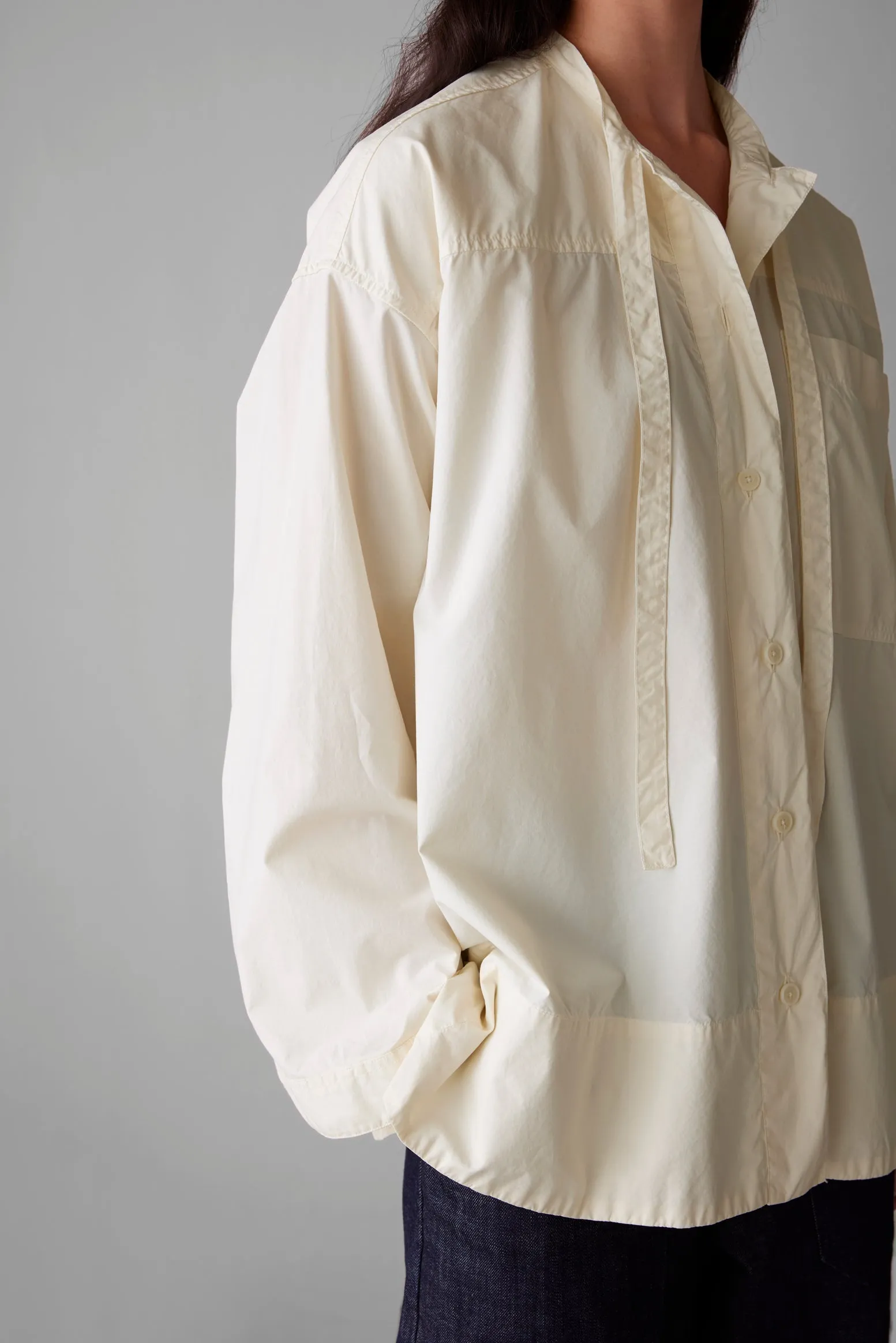 Tie Neck Cotton Poplin Shirt | Ecru sold by TOAST product image thumbnail 2