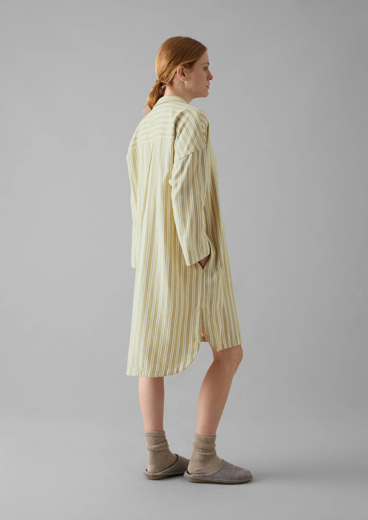 Nova Stripe Flannel Nightshirt | Ecru/Celery sold by TOAST product image thumbnail 3
