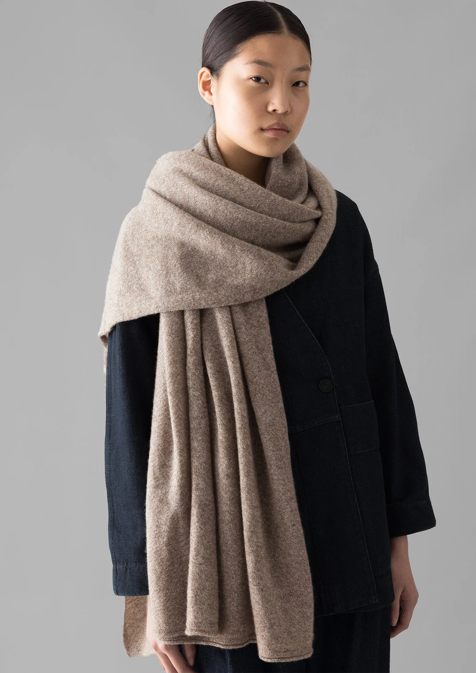 Cashmere Wool Wrap Scarf | Pebble sold by TOAST product image thumbnail 3