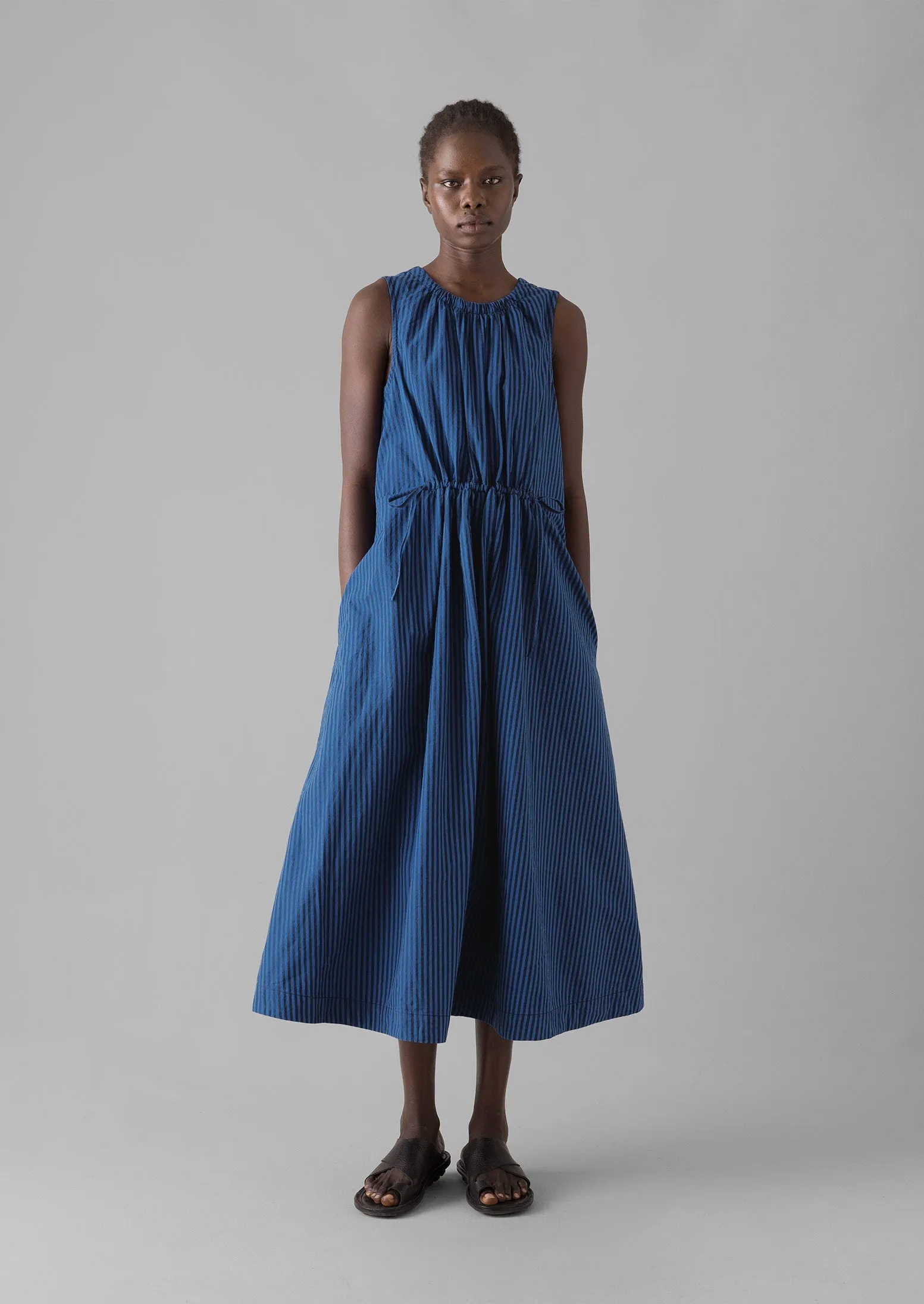 Cotton Poplin Stripe Dress | Celtic Blue sold by TOAST product image thumbnail 2