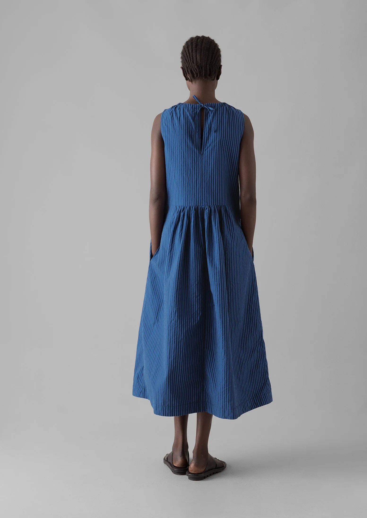 Cotton Poplin Stripe Dress | Celtic Blue sold by TOAST product image thumbnail 4