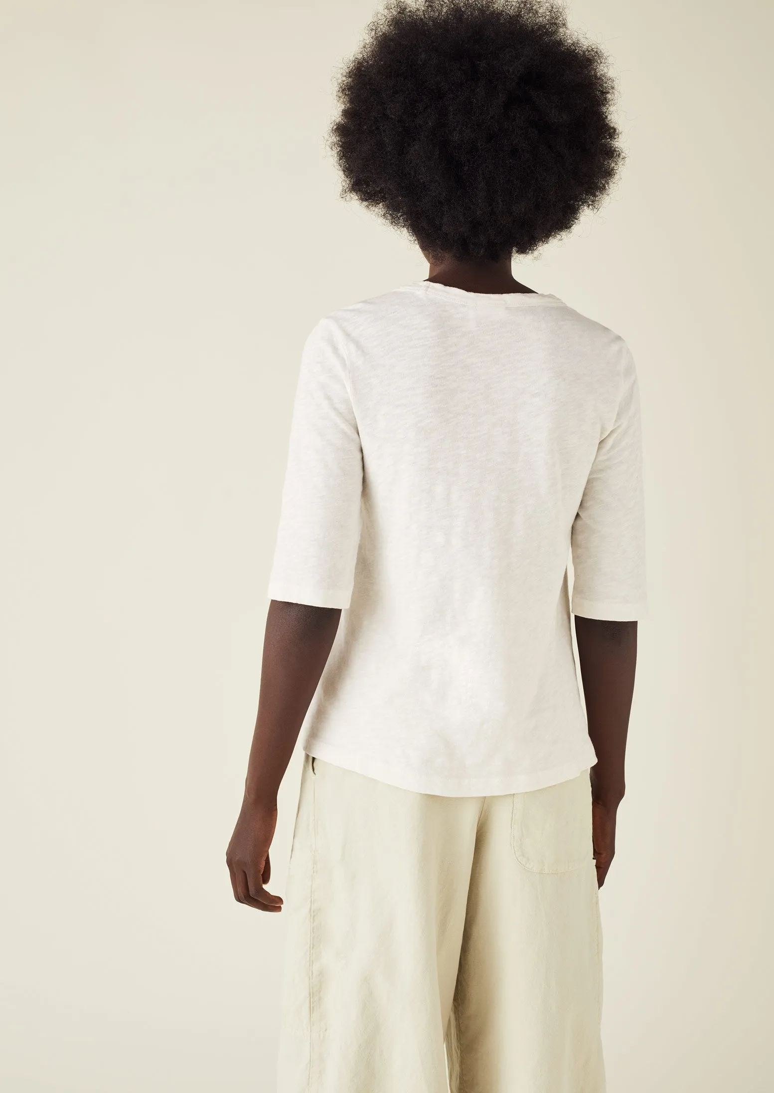 Emma Cotton Half Sleeve Tee | Chalk sold by TOAST product image thumbnail 4