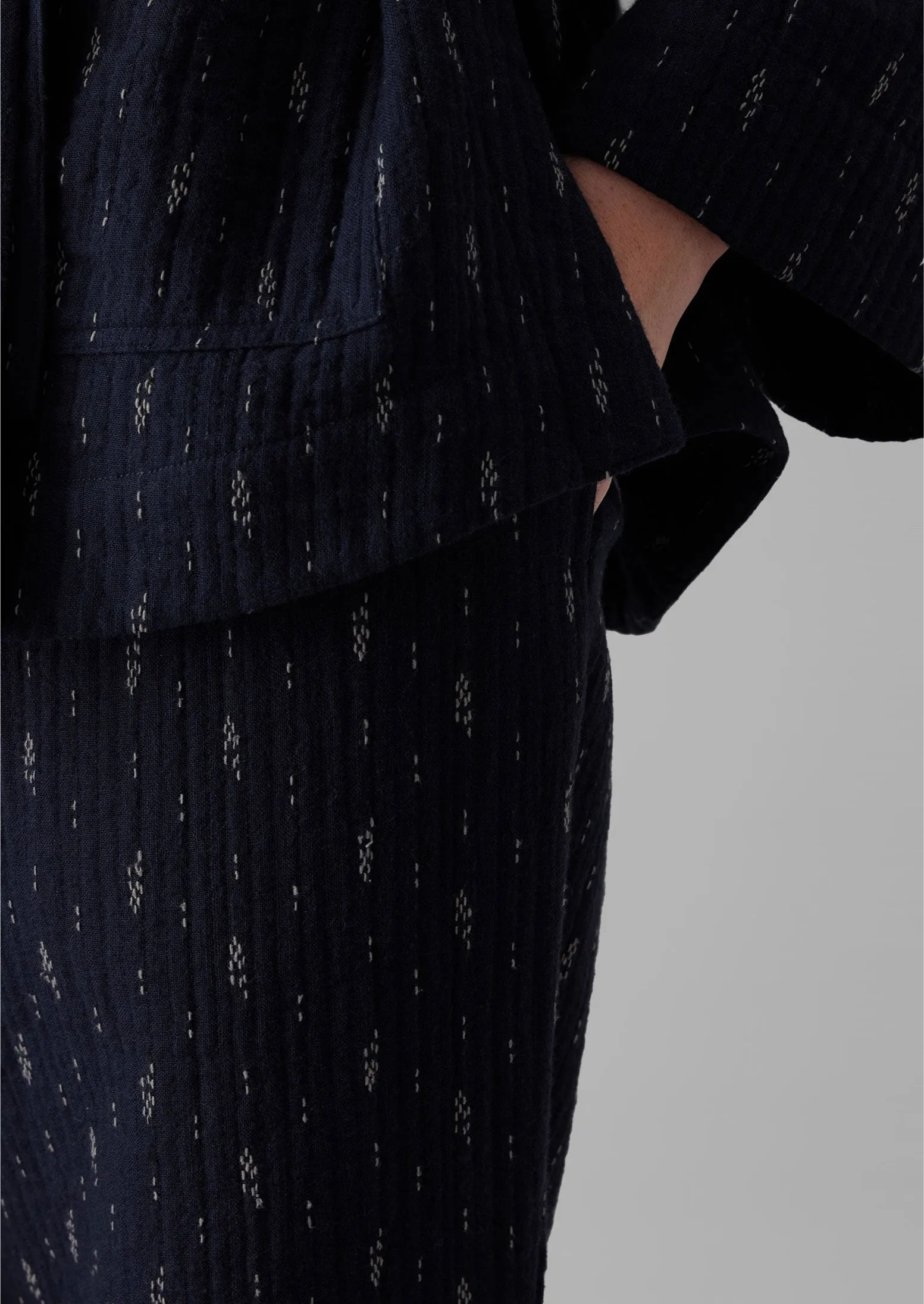 Dobby Stitch Cotton Lounge Trousers | Indigo Blue sold by TOAST product image thumbnail 5