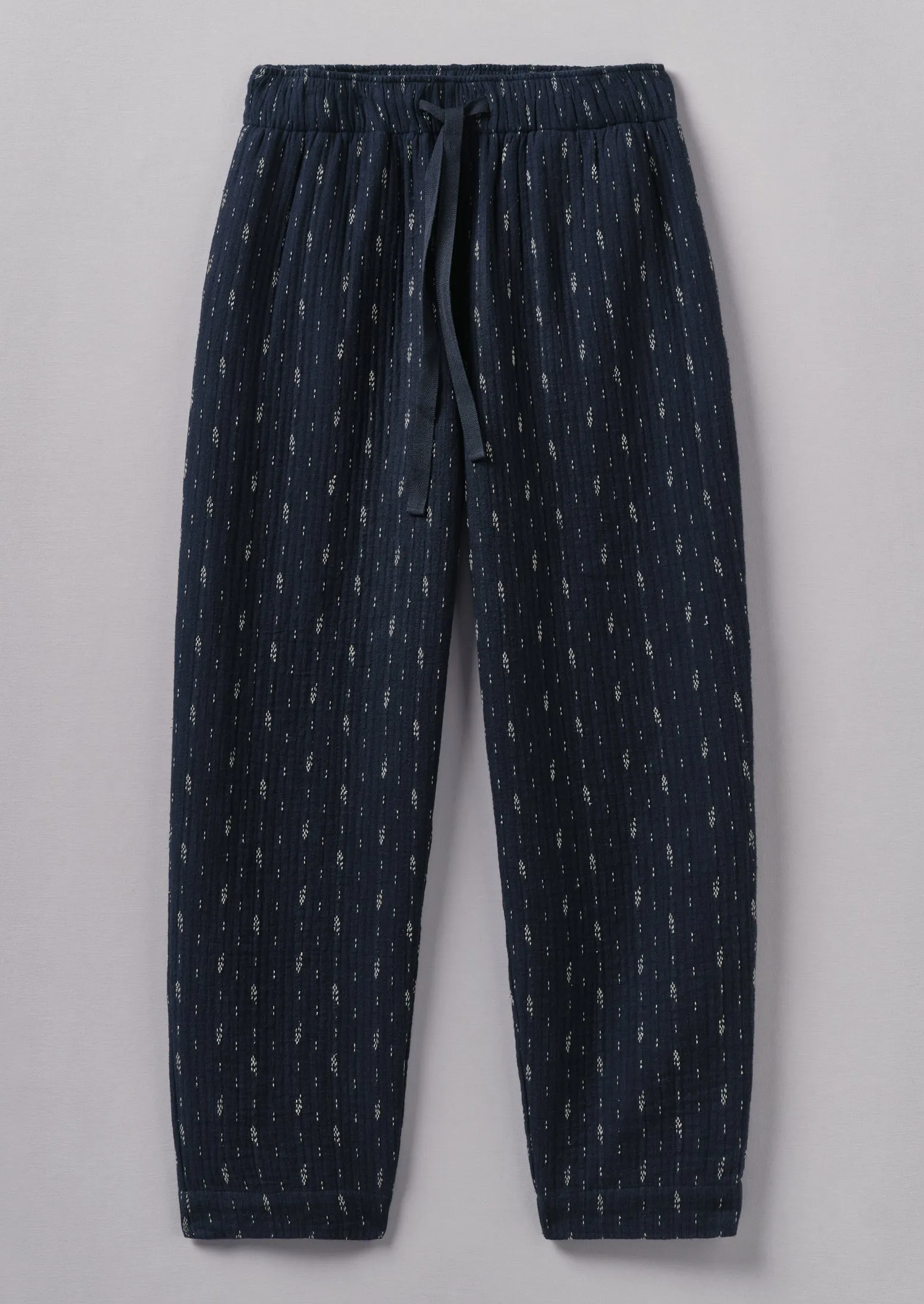 Dobby Stitch Cotton Lounge Trousers | Indigo Blue sold by TOAST