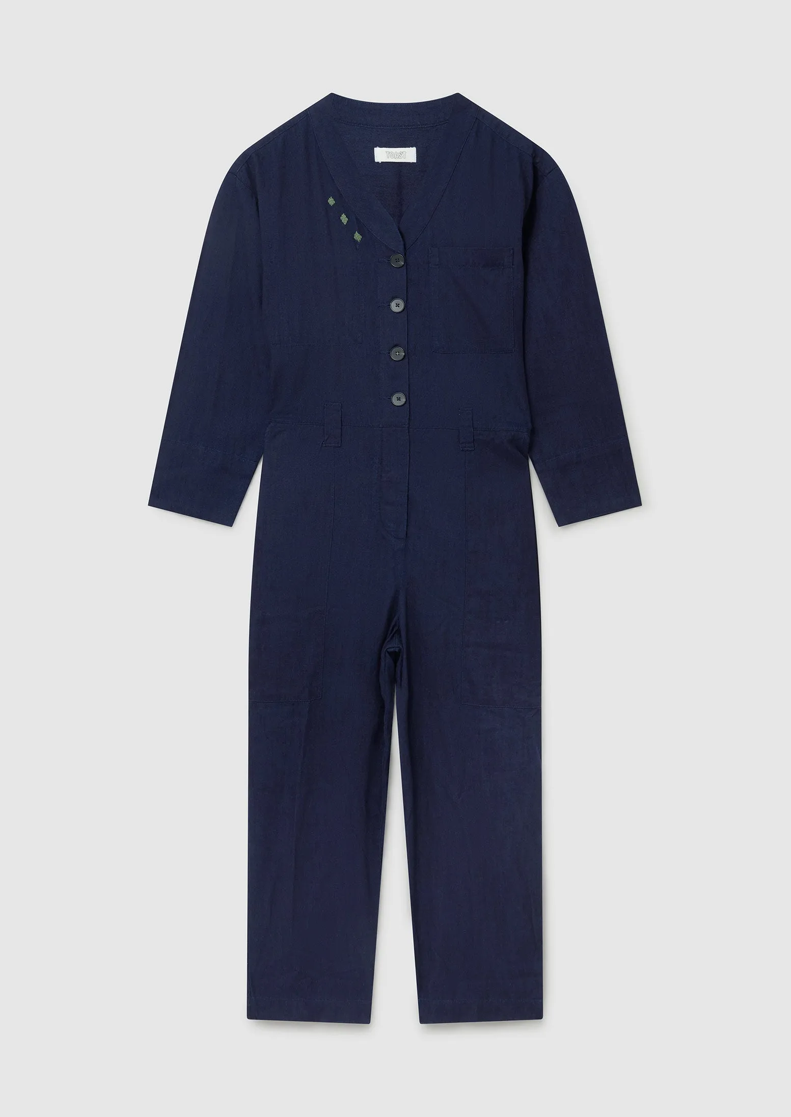 Renewed Indigo Cotton Twill Jumpsuit Size 8 | Indigo sold by TOAST