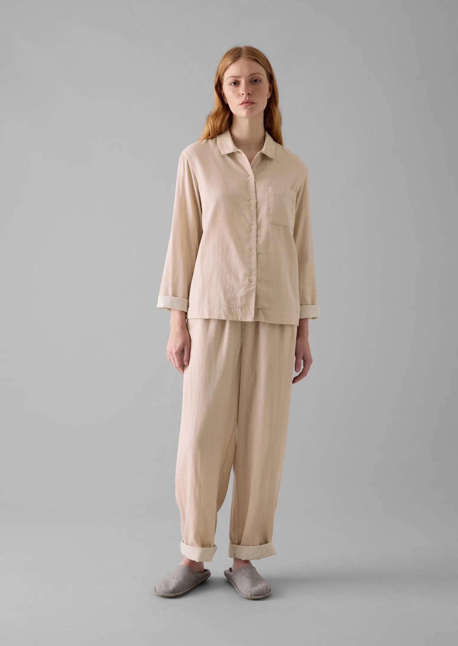 Soft Faced Cotton Pyjamas | Soft Heather/Celery sold by TOAST product image thumbnail 2