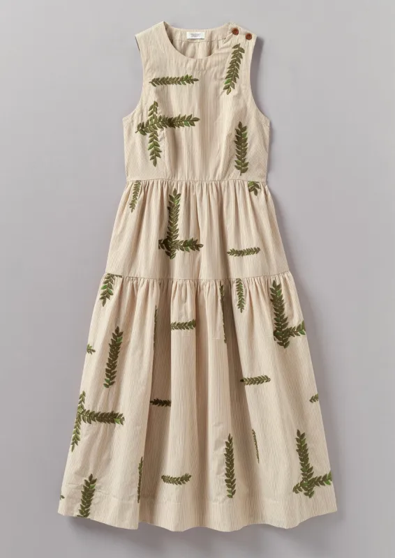 Leaf Embroidered Stripe Poplin Dress | Garden Leaf sold by TOAST