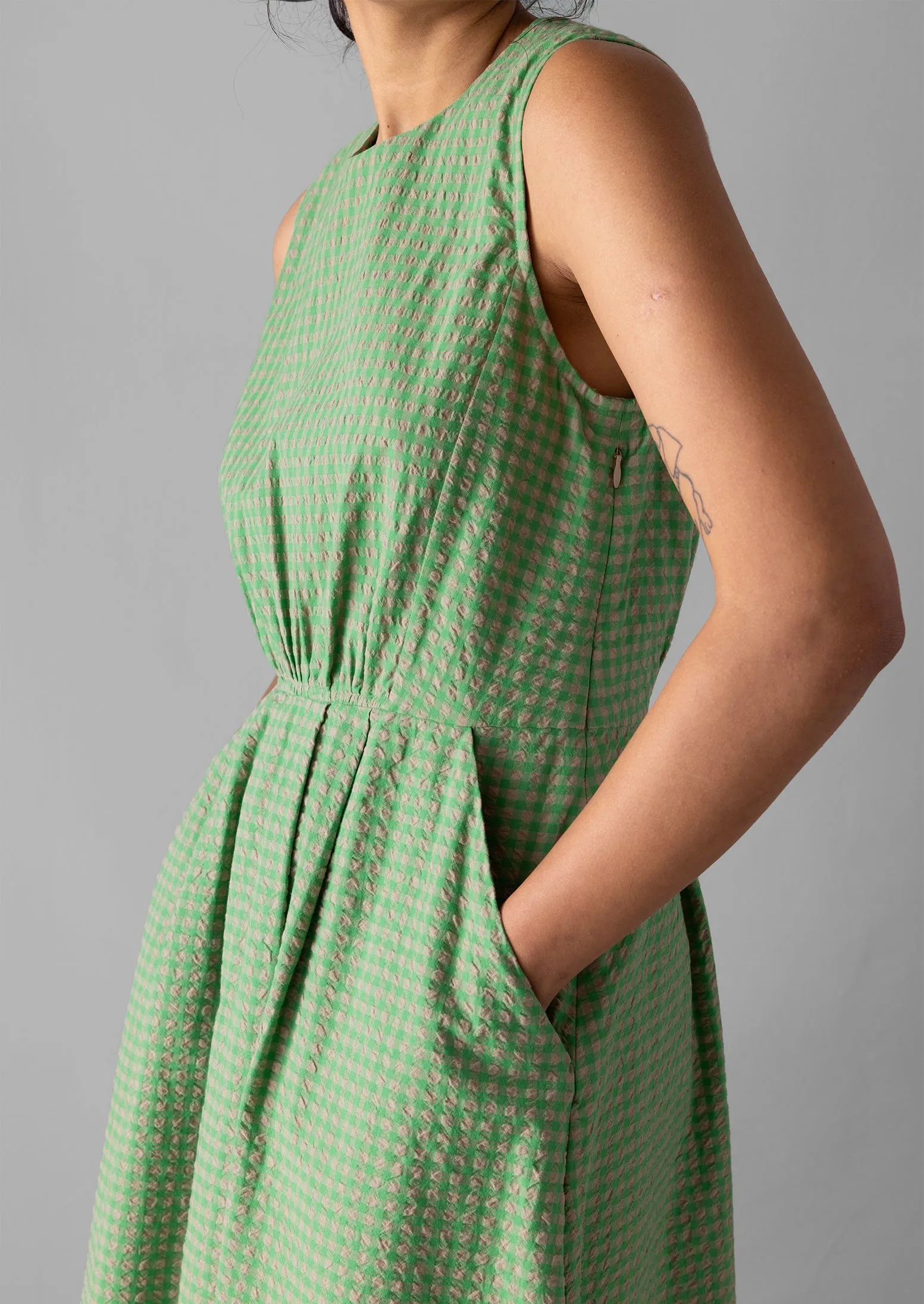 Gingham Cotton Seersucker Dress | Tapioca sold by TOAST product image thumbnail 5