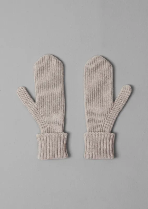 Ribbed Wool Cashmere Mittens | Pebble sold by TOAST